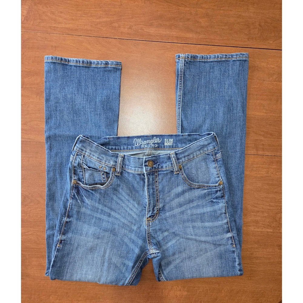 Wrangler Retro Slim Boot Mens Jeans Medium Wash Denim W30 L29 Western 77MWZLY